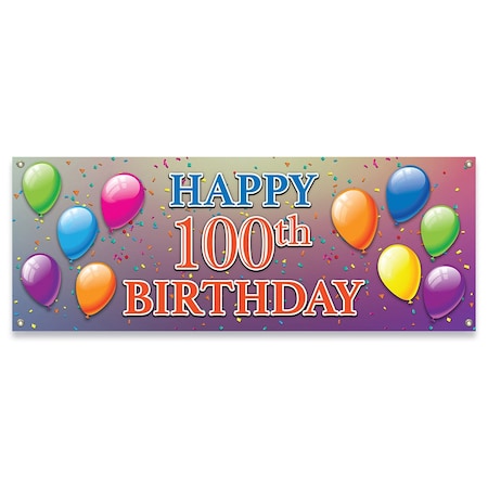 Signmission Happy 100th Birthday Banner Concession Stand Food Truck Single Sided B-30081